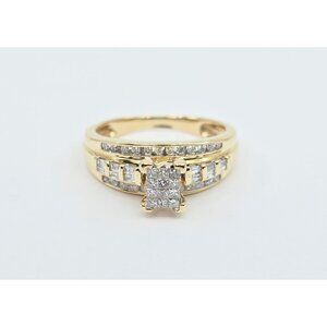 Real 10K gold Women’s Natural Diamond Engagement Ring - Yellow Gold